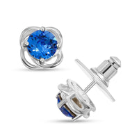 Jet Crystal Solitaire Stud Earrings in Sterling Silver