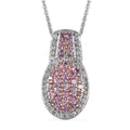Madagascar Pink Sapphire and Natural White Zircon Cocktail Pendant Necklace 20 Inches in Platinum Over Sterling Silver 1.50 ctw - Sticky add to cart bar