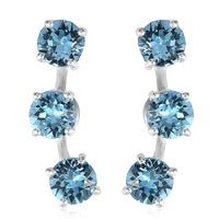 Aquamarine Crystal Earrings in Sterling Silver