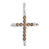 Vintage Rose Crystal Cross Pendant in Sterling Silver