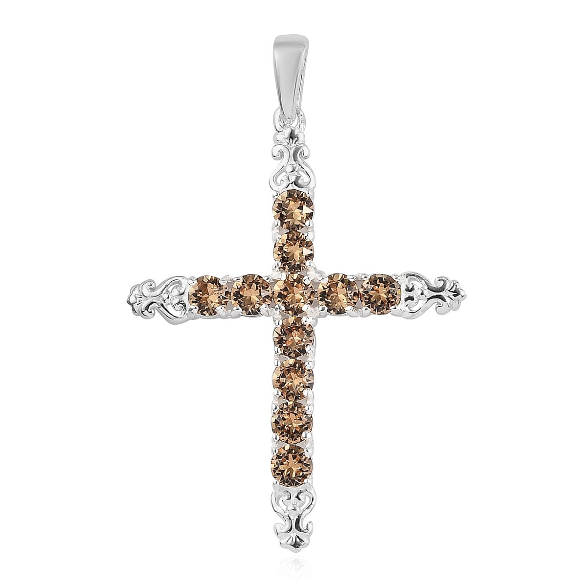 Vintage Rose Crystal Cross Pendant in Sterling Silver (1)