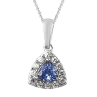Tanzanite and Natural White Zircon Pendant Necklace 20 Inches in Platinum Over Sterling Silver 1.35 ctw