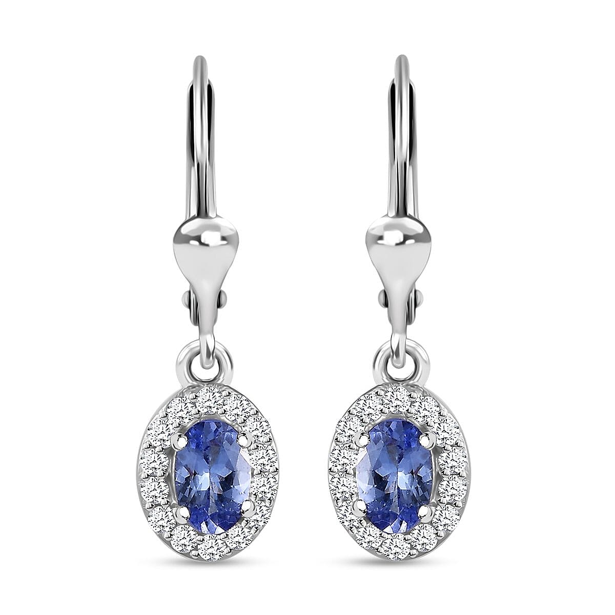 Tanzanite and Zircon Earrings in Platinum Over Sterling Silver 1.50 ctw