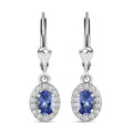 Tanzanite and Zircon Earrings in Platinum Over Sterling Silver 1.50 ctw - Sticky add to cart bar