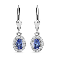 Tanzanite and Zircon Earrings in Platinum Over Sterling Silver 1.50 ctw