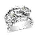 LUSTRO STELLA Made with Finest CZ Bypass Ring in Platinum Over Sterling Silver (Size 9.0) 2.70 ctw - Sticky add to cart bar