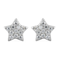 0.25 ctw Moissanite Star Stud Earrings in Platinum Over Sterling Silver