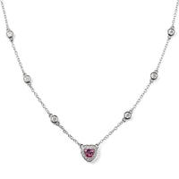 2.00 ctw Pink Moissanite and White Moissanite Station Necklace 18 Inches in Rhodium Over Sterling Silver