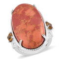 KARIS Mojave Orange Turquoise and Brazilian Citrine Ring in Platinum Bond 18.65 ctw - Sticky add to cart bar