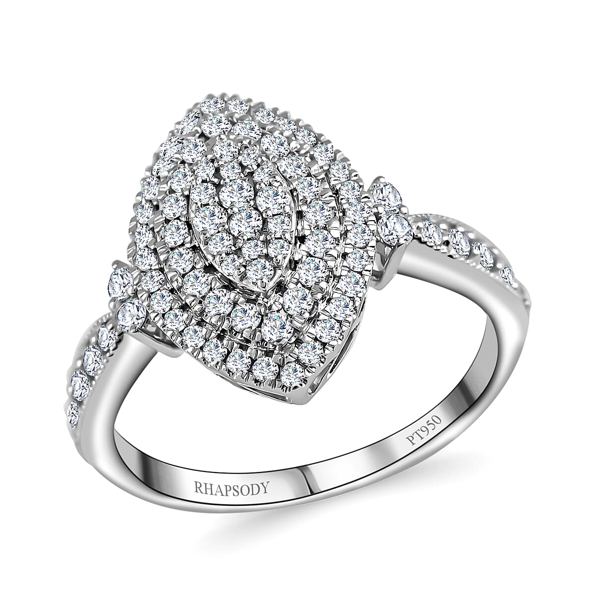 RHAPSODY 950 Platinum IGI CERTIFIED Diamond E-F VS Marquise Shape Ring 7.80 Grams 1.00 ctw