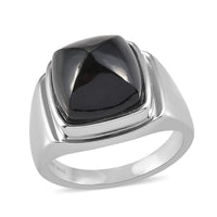 California Black Jade Men's Ring in Stainless Steel (Size 10.0) 14.20 ctw