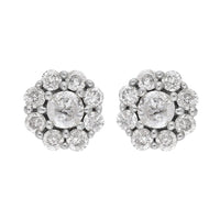 SGL Certified Natural Diamond G-H I3 Floral Stud Earrings in 10K White Gold 0.50 ctw