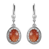 4.00 ctw Korevora Sunstone Lever Back Earrings in Platinum Over Sterling Silver