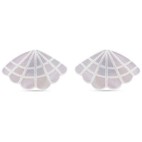 White Mother of Pearl Earrings in Silvertone
