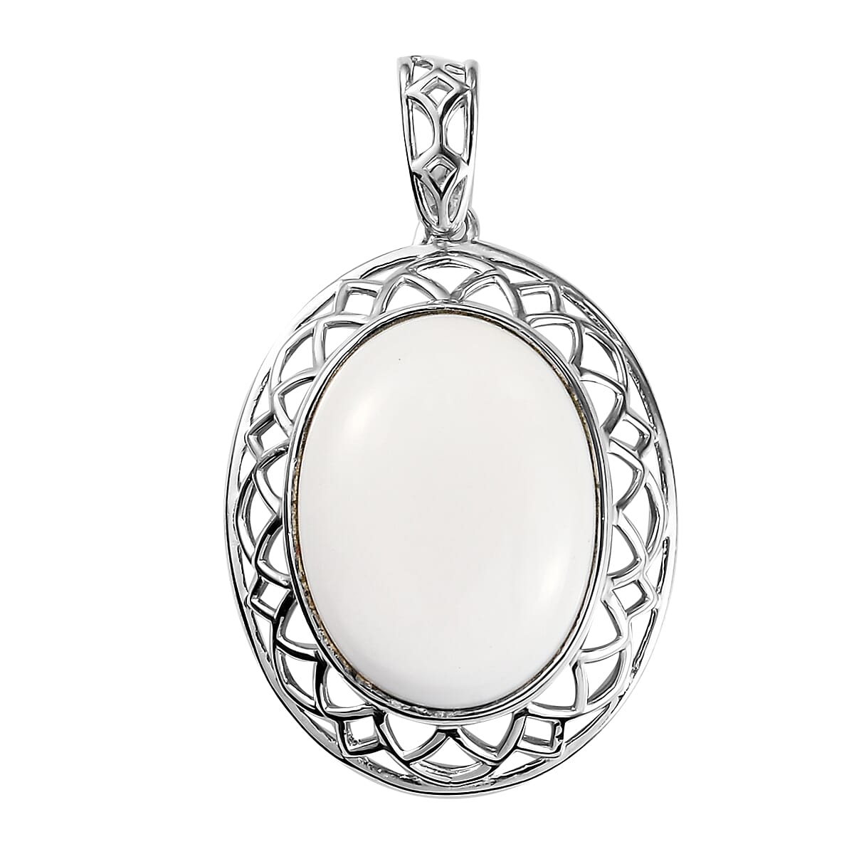 Karis Luna Chalcedony 13.40 ctw Solitaire Pendant without Chain in Platinum Bond