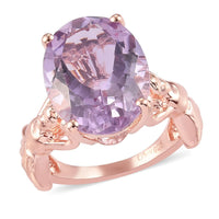 Rose De France Amethyst Solitaire Ring in Vermeil Rose Gold Over Sterling Silver (Size 7.0) 8.20 ctw