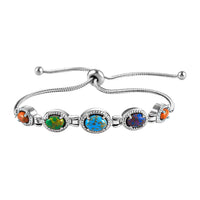 Mojave Multi Turquoise Bolo Bracelet in Stainless Steel 4.00 ctw