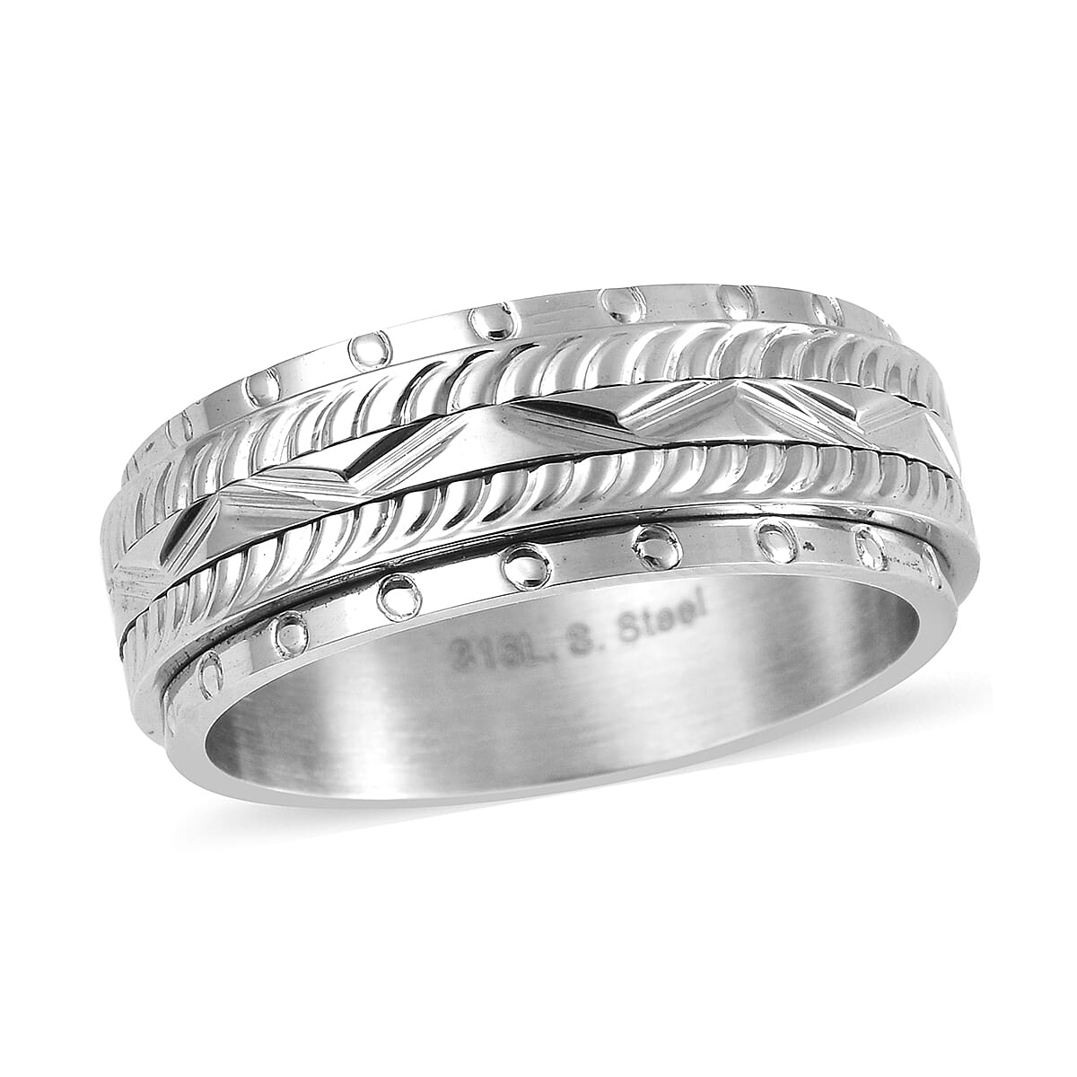 Forever Love Engraved Spinner Ring in Stainless Steel (Size 7.0)