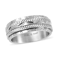 Forever Love Engraved Spinner Ring in Stainless Steel (Size 7.0)