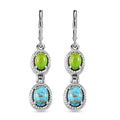 Mojave Blue and Green Turquoise Dangle Earrings in Stainless Steel 4.25 ctw - Sticky add to cart bar