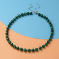 African Malachite Beaded Necklace 18-22 Inches with Magnetic Clasp in Rhodium Over Sterling Silver 419.00 ctw - Sticky add to cart bar