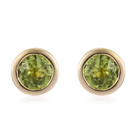 1.20 ctw AMERICAN Natural Arizona Peridot Solitaire Stud Earrings in Vermeil Yellow Gold Over Sterling Silver