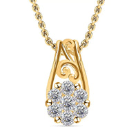 0.25 ctw White Moissanite Floral Pendant Necklace 18 Inches in Vermeil Yellow Gold Over Sterling Silver
