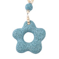 Multi Color Lava, White and Blue Howlite Beaded Necklace with Flower Charm 28 Inches in Silvertone 233.00 ctw - Sticky add to cart bar