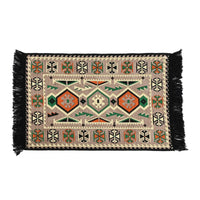 Beige Turkish Kilim Rug - 30% Polyester, 30% Polypropylene, 40% Cotton (23.6"x35.4")