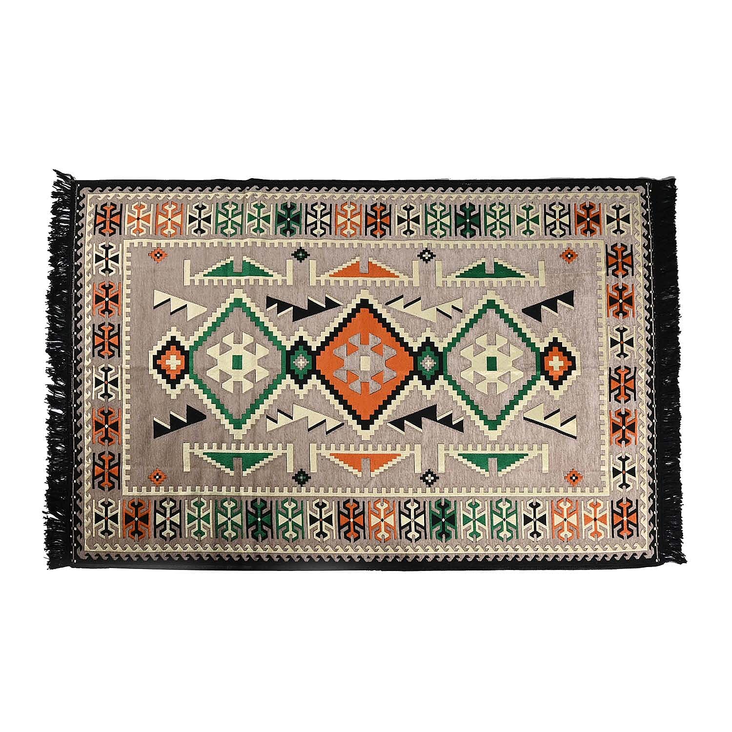 Beige Kilim Rug 30% Polyester, 30% Polypropylene, 40% Cotton