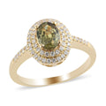 ILIANA 18K Yellow Gold AAA Natural Ambanja Demantoid Garnet, Diamond (G-H, SI) (0.30 cts) Double Halo Ring (Size 10.0) (4.46 g) 1.25 ctw - Sticky add to cart bar