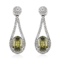 Bobby Dazzler ILIANA 2.35 ctw AAA Demantoid Garnet and Diamond G-H SI Dangling Earrings in 18K White Gold 3.70 Grams