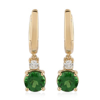 ILIANA 1.15 ctw AAA Tsavorite Garnet and Diamond G-H SI Hoop Earrings in 18K Yellow Gold 2.35 Grams