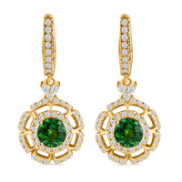 ILIANA 1.75 ctw AAA Tsavorite Garnet and Diamond G-H SI Earrings in 18K Yellow Gold 5.10 Grams