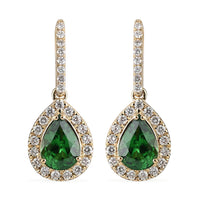 ILIANA 1.70 ctw AAA Tsavorite Garnet and Diamond G-H SI Earrings in 18K Yellow Gold 3.20 Grams