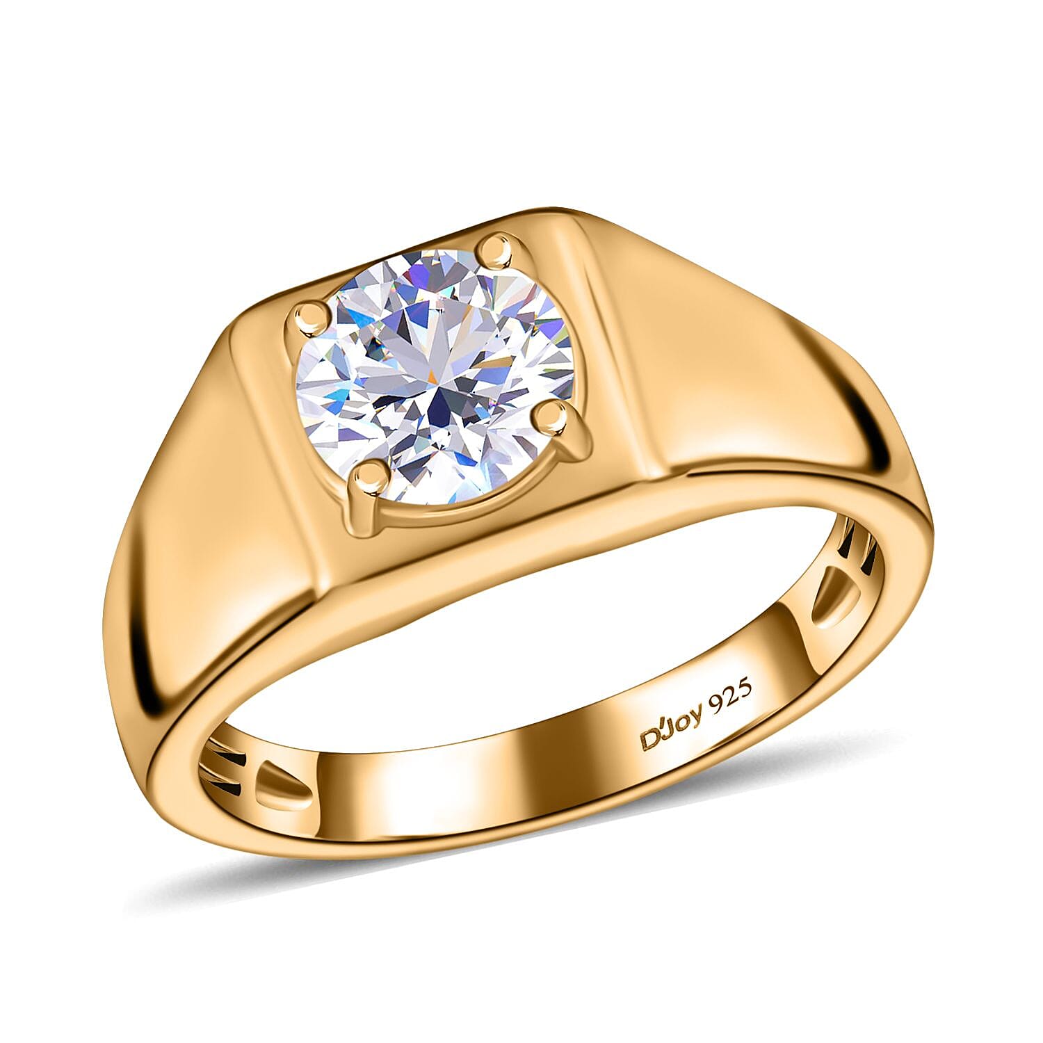 Vermeil Yellow Gold Over Sterling Silver Men's Ring (Size 10.0) Made with Zirconia from Swarovski 3.35 ctw
