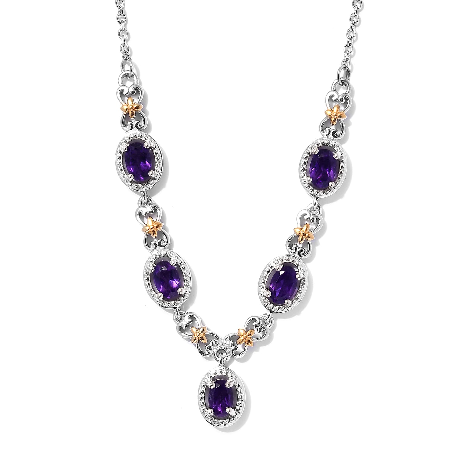 KARIS 2.10 ctw Brazilian Citrine Necklace 18 Inches in ION Plated 18K YG, Platinum Bond & Stainless Steel (1)