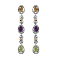 KARIS 2.80 ctw Multi Gemstone Dangling Earrings in ION Plated 18K YG and Platinum Bond