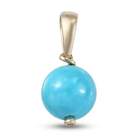 LUXORO 3.75 ctw AAA Natural Arizona Sleeping Beauty Turquoise and Zircon Pendant in 10K Yellow Gold