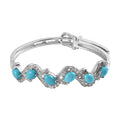 7.70 ctw Natural Arizona Sleeping Beauty Turquoise Bangle Bracelet in Platinum Over Sterling Silver (7.25 In) 27.10 Grams - Sticky add to cart bar
