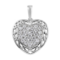 KARIS Simulated Diamond Heart Pendant in Platinum Bond