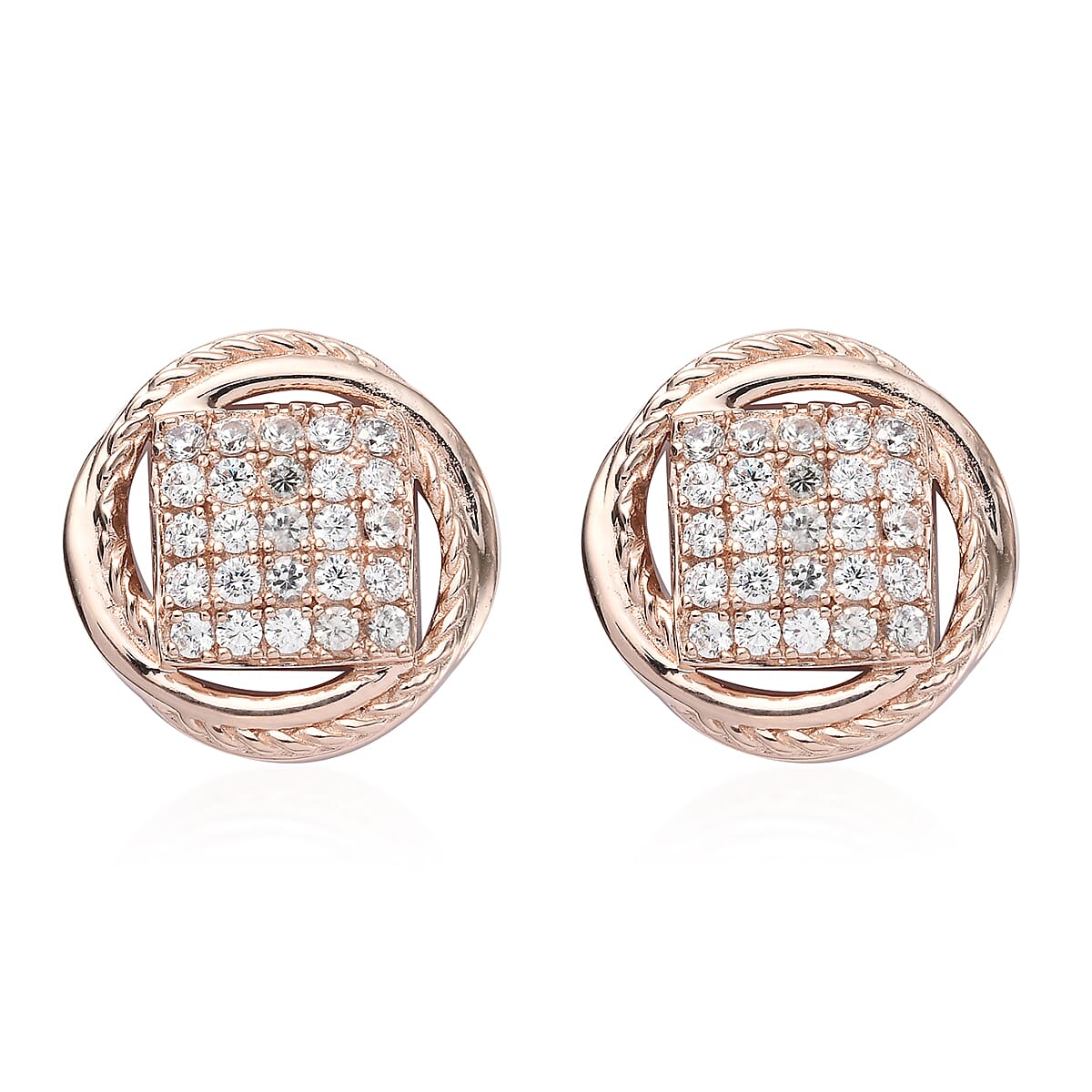 KARIS Simulated Diamond Earrings in ION Plated 18K RG