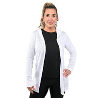 Jovie White Color Linen Women Cardigan with Hood Size - S