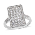Moissanite VS EF Baguette Shape Cocktail Ring in Rhodium Over Sterling Silver (Size 8.0) 1.20 ctw - Sticky add to cart bar