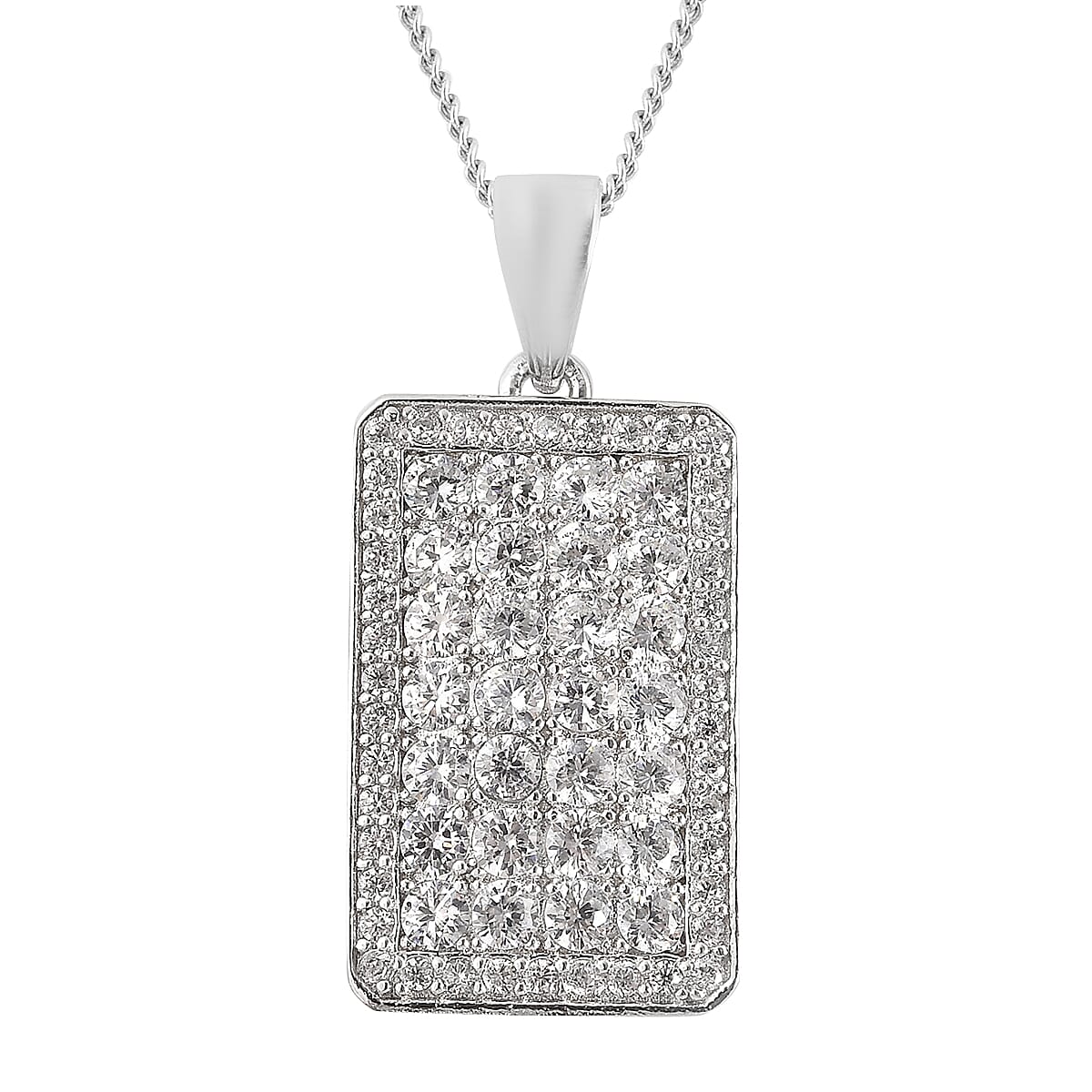 0.90 ctw Moissanite Oval Shape Cocktail Pendant Necklace 18 Inches in Rhodium Over Sterling Silver