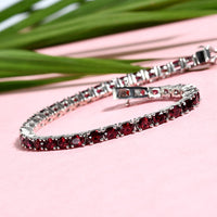 Anthill Garnet Tennis Bracelet in Platinum Over Sterling Silver (8.00 In) (9.50 g) 9.15 ctw