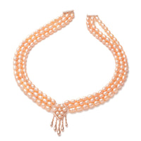 Freshwater Peach Cultured Pearl Necklace in Sterling Silver (18 Inches)