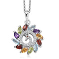 Multi Gemstones 2.10 ctw Pendant in Platinum Over Sterling Silver - Sticky add to cart bar