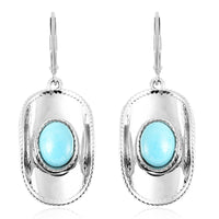 2.20 ctw Natural Arizona Sleeping Beauty Turquoise Cowboy Hat Inspired Earrings in Rhodium Over Sterling Silver