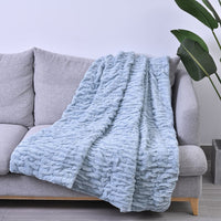 Cyan Pleated Microfiber Faux Fur Throw